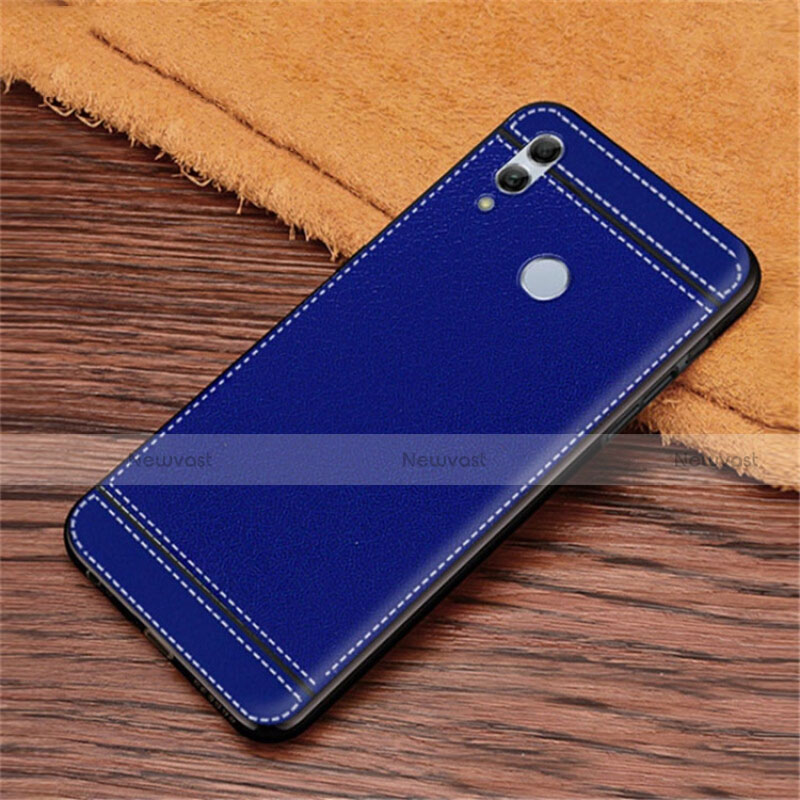 Soft Silicone Gel Leather Snap On Case Cover S02 for Huawei Honor 10 Lite Blue