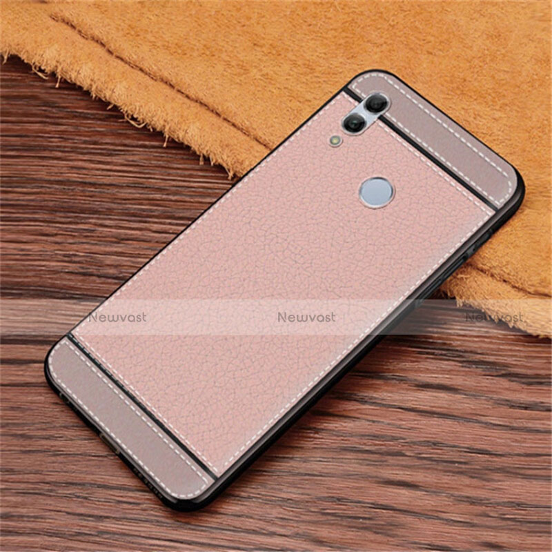 Soft Silicone Gel Leather Snap On Case Cover S02 for Huawei Honor 10 Lite Pink