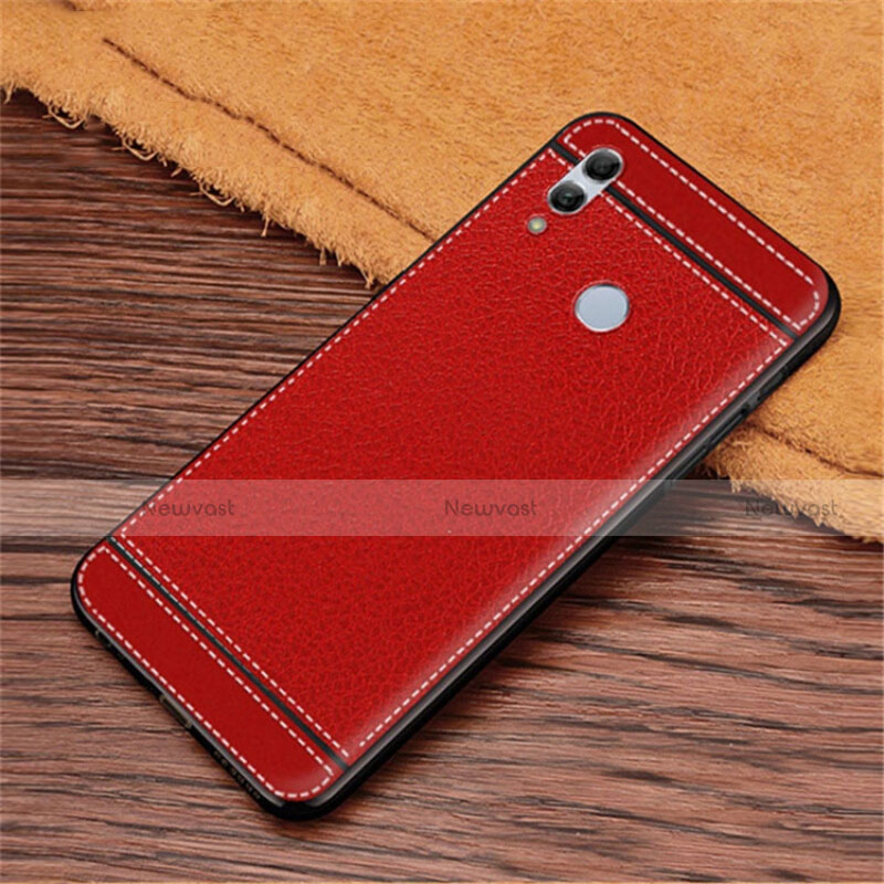 Soft Silicone Gel Leather Snap On Case Cover S02 for Huawei Honor 10 Lite Red