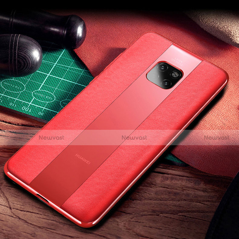 Soft Silicone Gel Leather Snap On Case Cover S02 for Huawei Mate 20 Pro Red