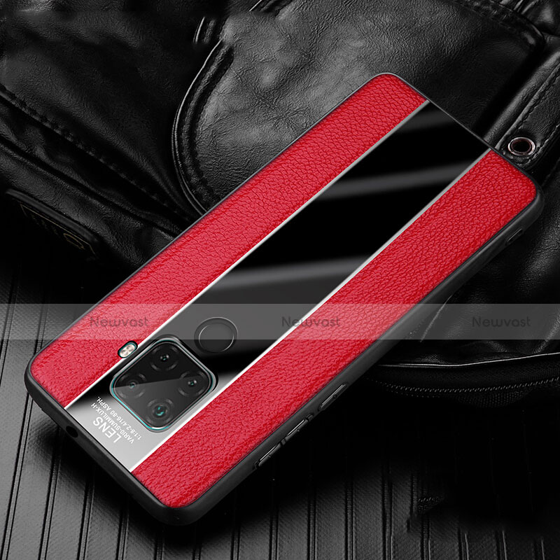 Soft Silicone Gel Leather Snap On Case Cover S02 for Huawei Nova 5i Pro Red