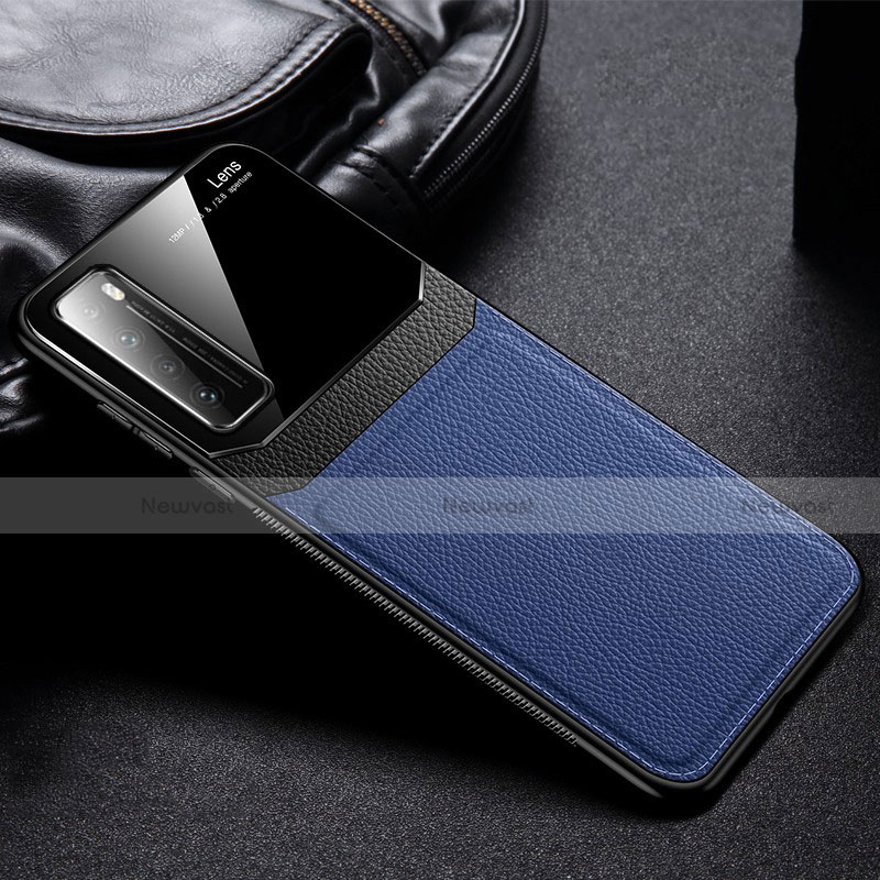 Soft Silicone Gel Leather Snap On Case Cover S02 for Huawei Nova 7 5G Blue