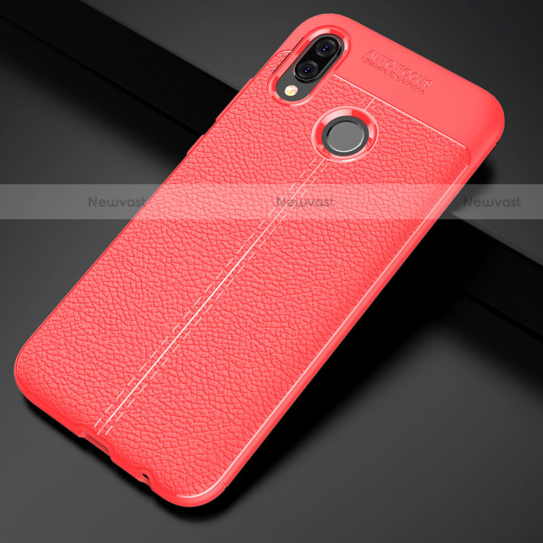 Soft Silicone Gel Leather Snap On Case Cover S02 for Huawei P20 Lite Red