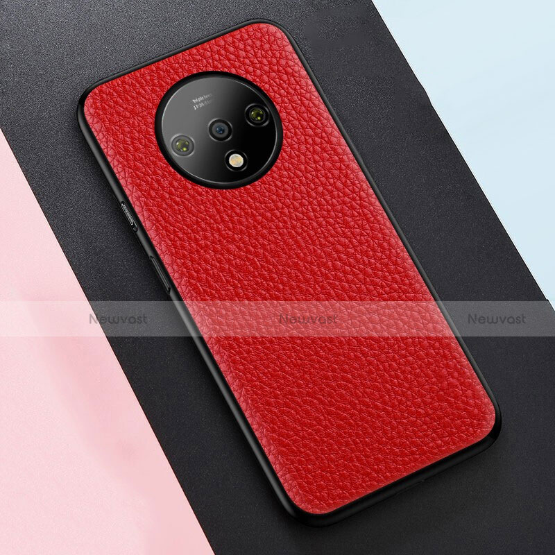 Soft Silicone Gel Leather Snap On Case Cover S02 for OnePlus 7T Red