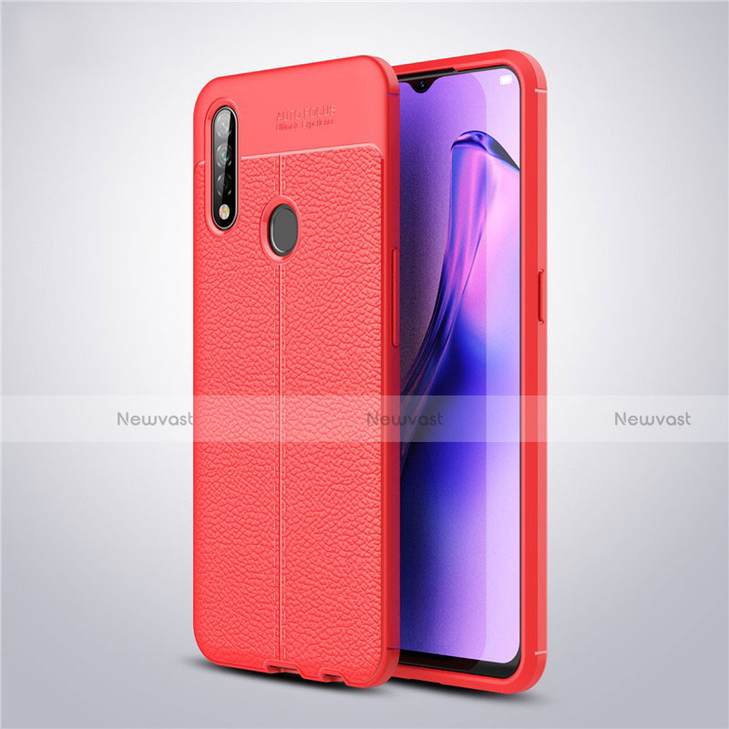 Soft Silicone Gel Leather Snap On Case Cover S02 for Oppo A31 Red