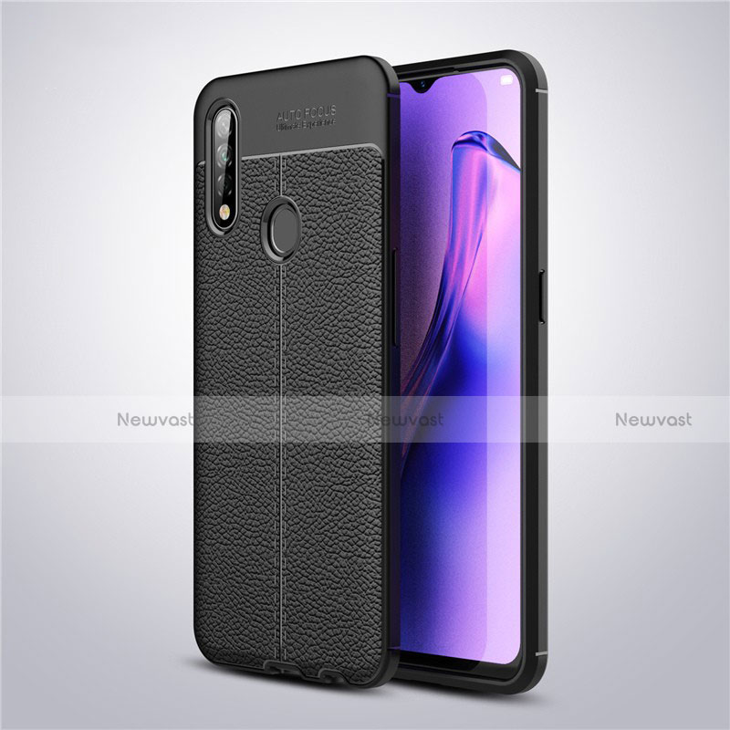 Soft Silicone Gel Leather Snap On Case Cover S02 for Oppo A8 Black