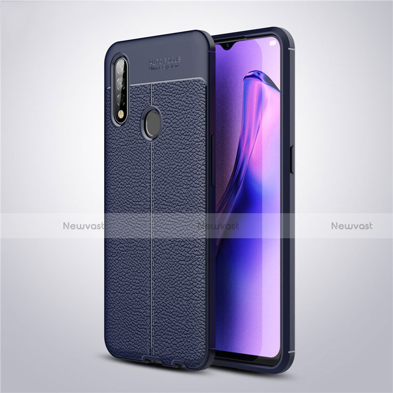 Soft Silicone Gel Leather Snap On Case Cover S02 for Oppo A8 Blue