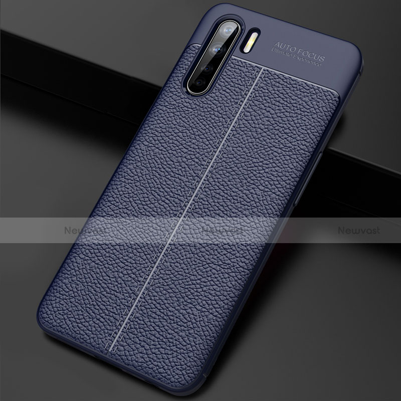 Soft Silicone Gel Leather Snap On Case Cover S02 for Oppo A91 Blue