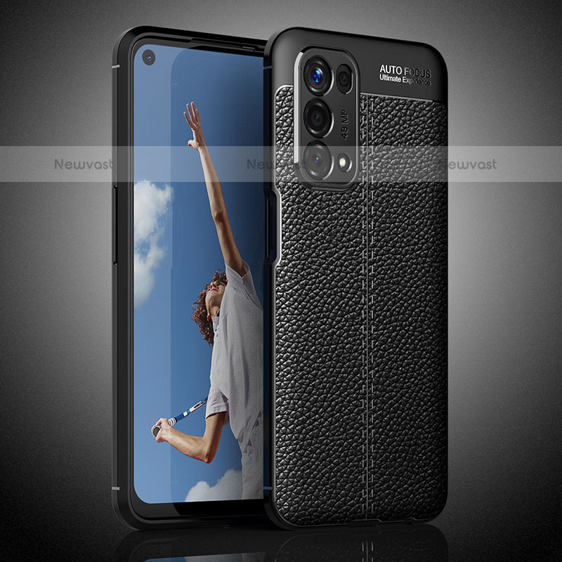 Soft Silicone Gel Leather Snap On Case Cover S02 for Oppo A93 5G Black