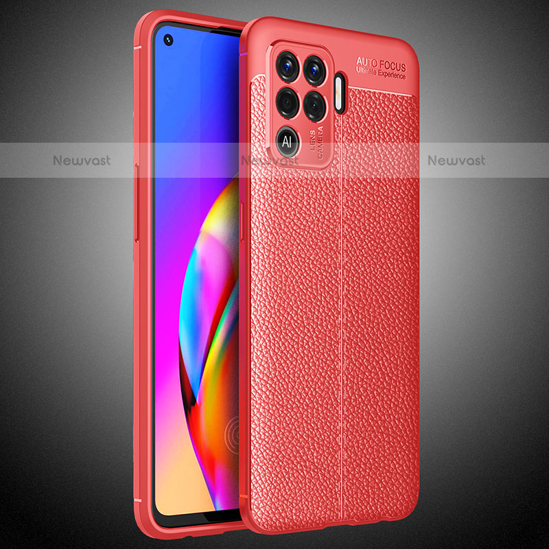 Soft Silicone Gel Leather Snap On Case Cover S02 for Oppo A94 4G Red