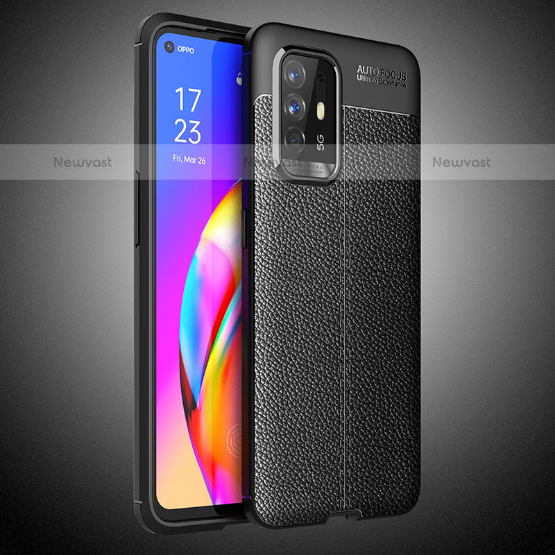 Soft Silicone Gel Leather Snap On Case Cover S02 for Oppo A94 5G Black