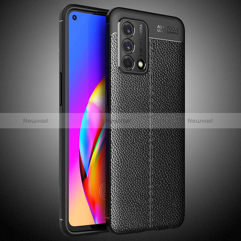 Soft Silicone Gel Leather Snap On Case Cover S02 for Oppo A95 4G Black