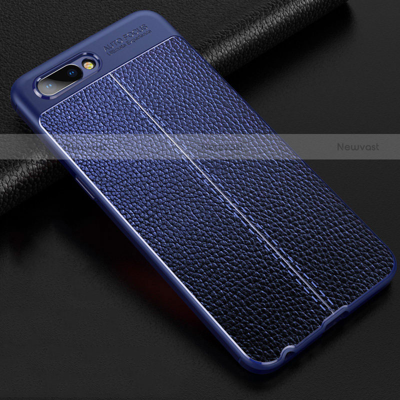 Soft Silicone Gel Leather Snap On Case Cover S02 for Oppo AX5 Blue