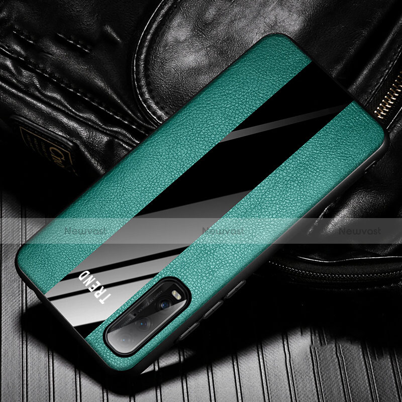 Soft Silicone Gel Leather Snap On Case Cover S02 for Oppo Find X2 Green