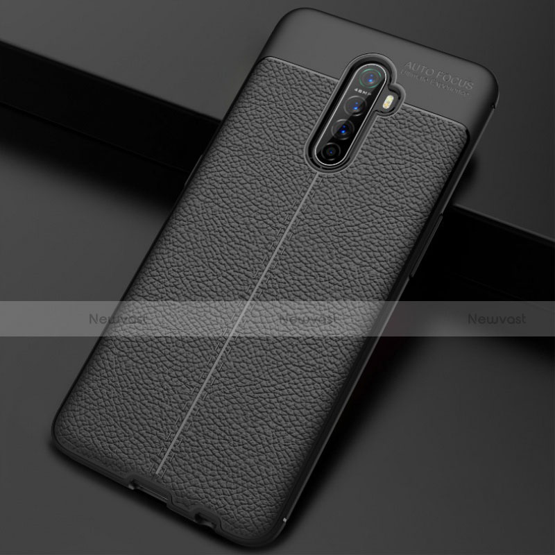 Soft Silicone Gel Leather Snap On Case Cover S02 for Oppo Reno Ace Black