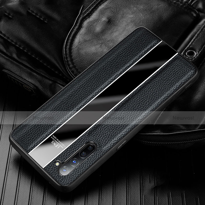 Soft Silicone Gel Leather Snap On Case Cover S02 for Oppo Reno3 Black