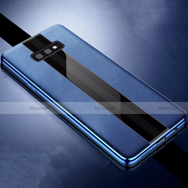 Soft Silicone Gel Leather Snap On Case Cover S02 for Samsung Galaxy S10e Blue