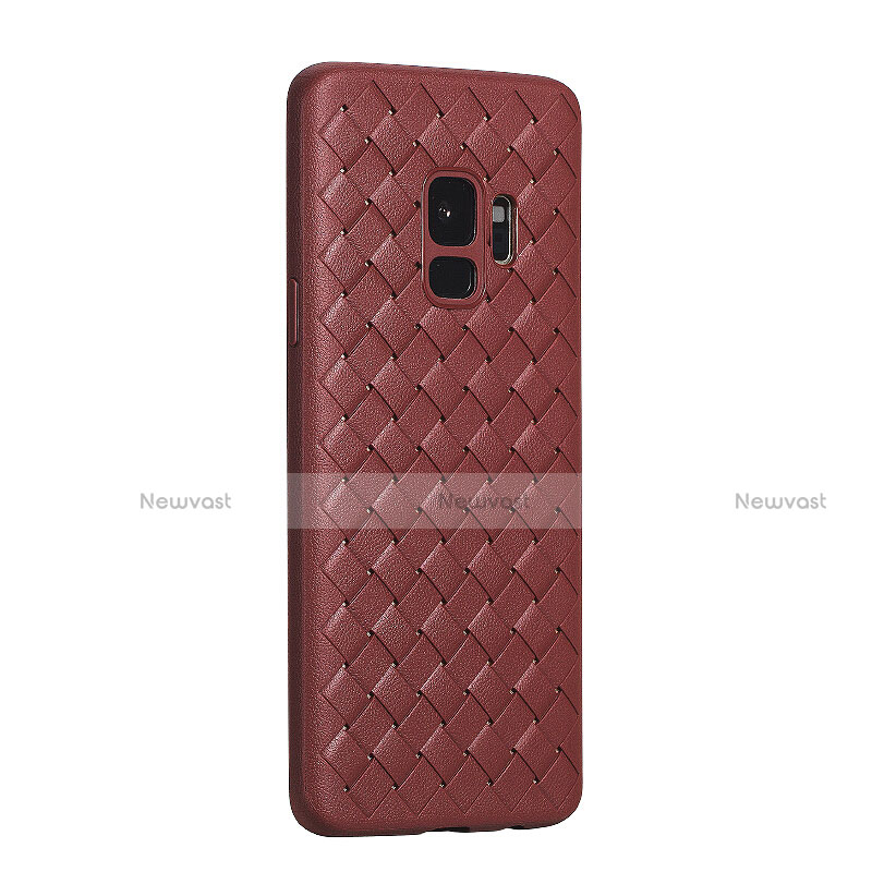 Soft Silicone Gel Leather Snap On Case Cover S02 for Samsung Galaxy S9 Brown