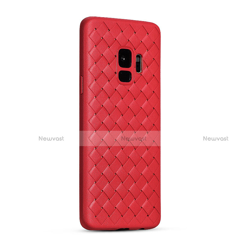 Soft Silicone Gel Leather Snap On Case Cover S02 for Samsung Galaxy S9 Red