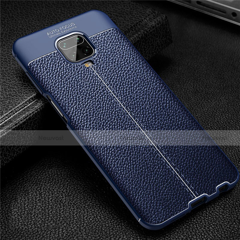 Soft Silicone Gel Leather Snap On Case Cover S02 for Xiaomi Redmi Note 9S Blue