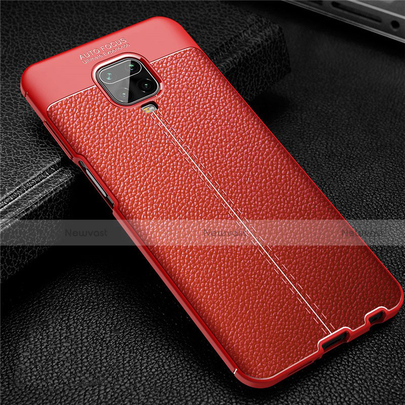 Soft Silicone Gel Leather Snap On Case Cover S02 for Xiaomi Redmi Note 9S Red