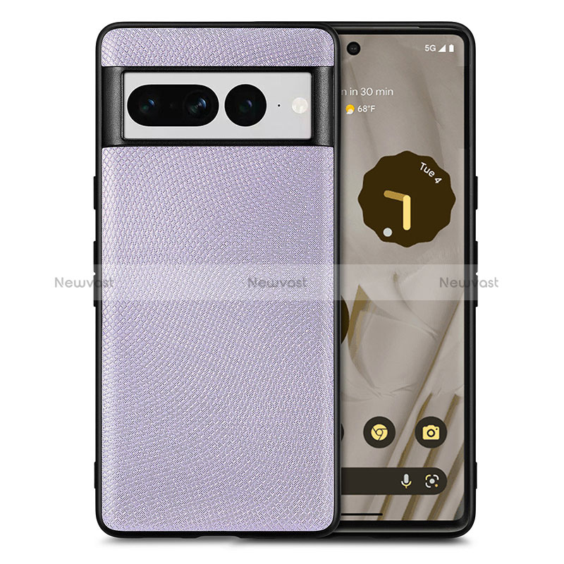 Soft Silicone Gel Leather Snap On Case Cover S02D for Google Pixel 7 Pro 5G Clove Purple