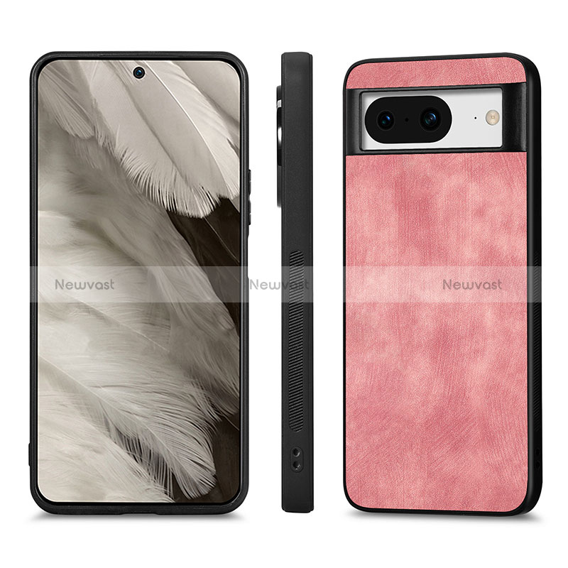 Soft Silicone Gel Leather Snap On Case Cover S02D for Google Pixel 8 5G Pink