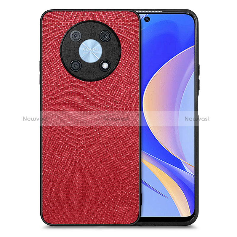 Soft Silicone Gel Leather Snap On Case Cover S02D for Huawei Enjoy 50 Pro Red