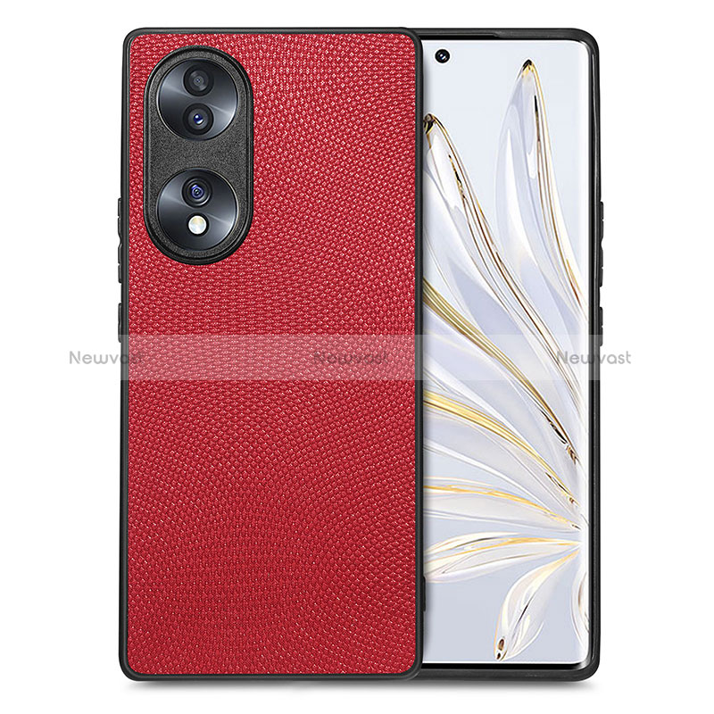 Soft Silicone Gel Leather Snap On Case Cover S02D for Huawei Honor 70 5G Red