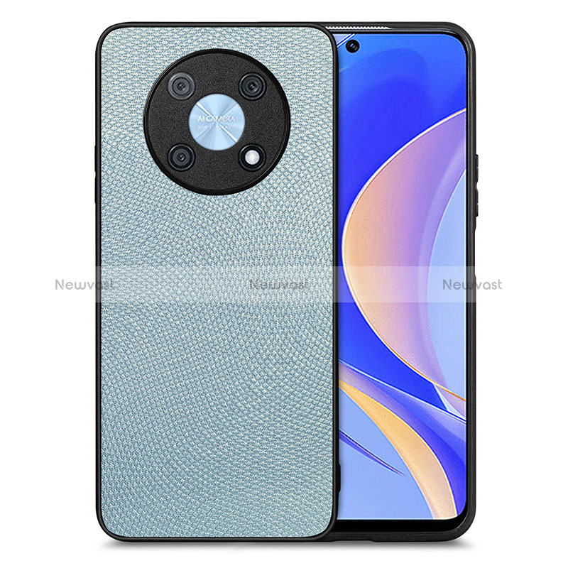 Soft Silicone Gel Leather Snap On Case Cover S02D for Huawei Nova Y90 Sky Blue