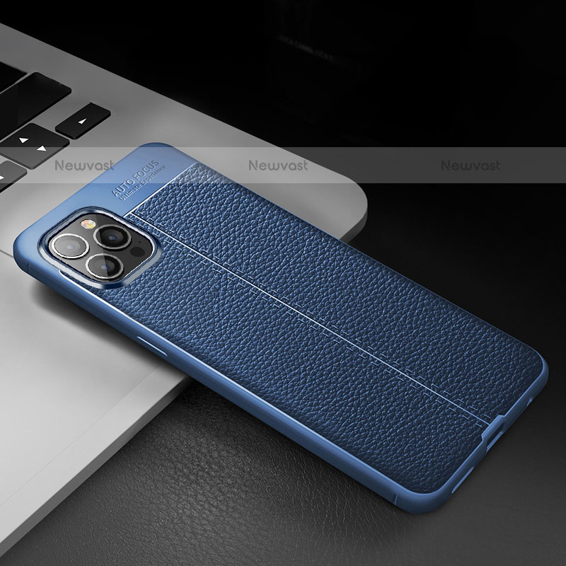 Soft Silicone Gel Leather Snap On Case Cover S03 for Apple iPhone 15 Pro Blue