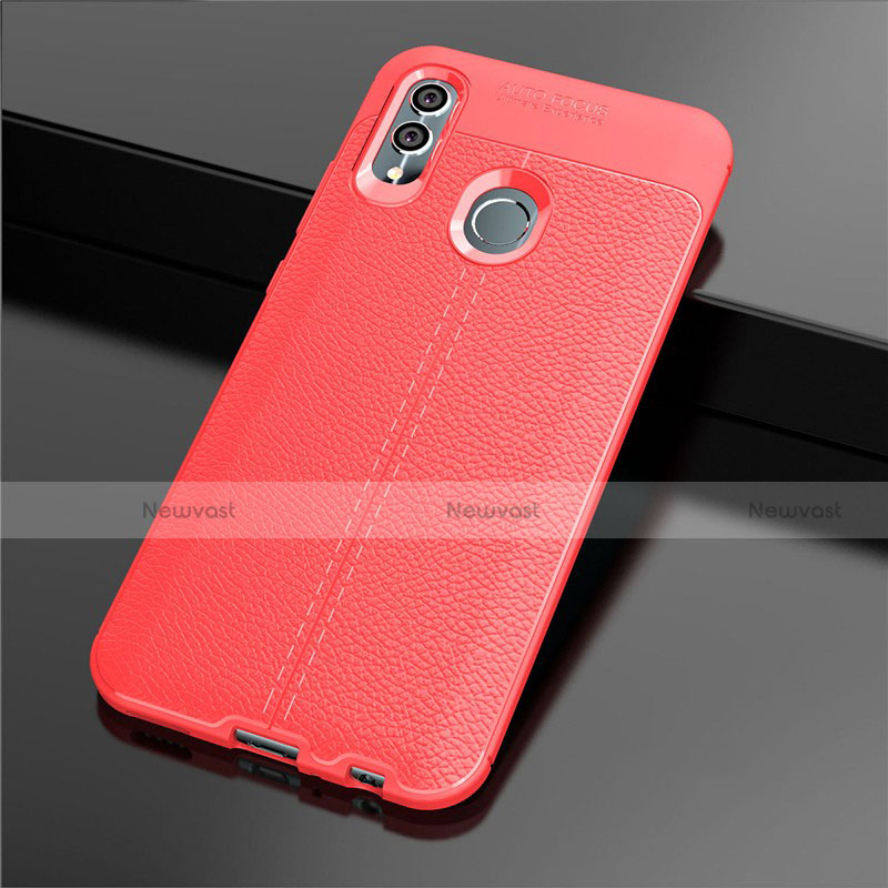 Soft Silicone Gel Leather Snap On Case Cover S03 for Huawei Honor 10 Lite Red