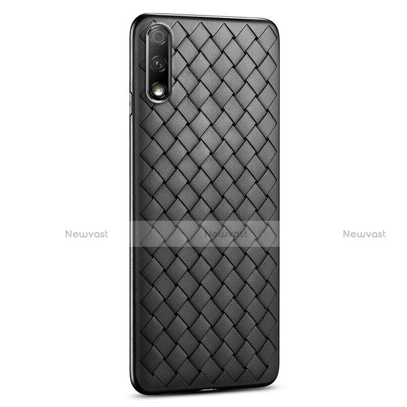 Soft Silicone Gel Leather Snap On Case Cover S03 for Huawei Honor 9X Black