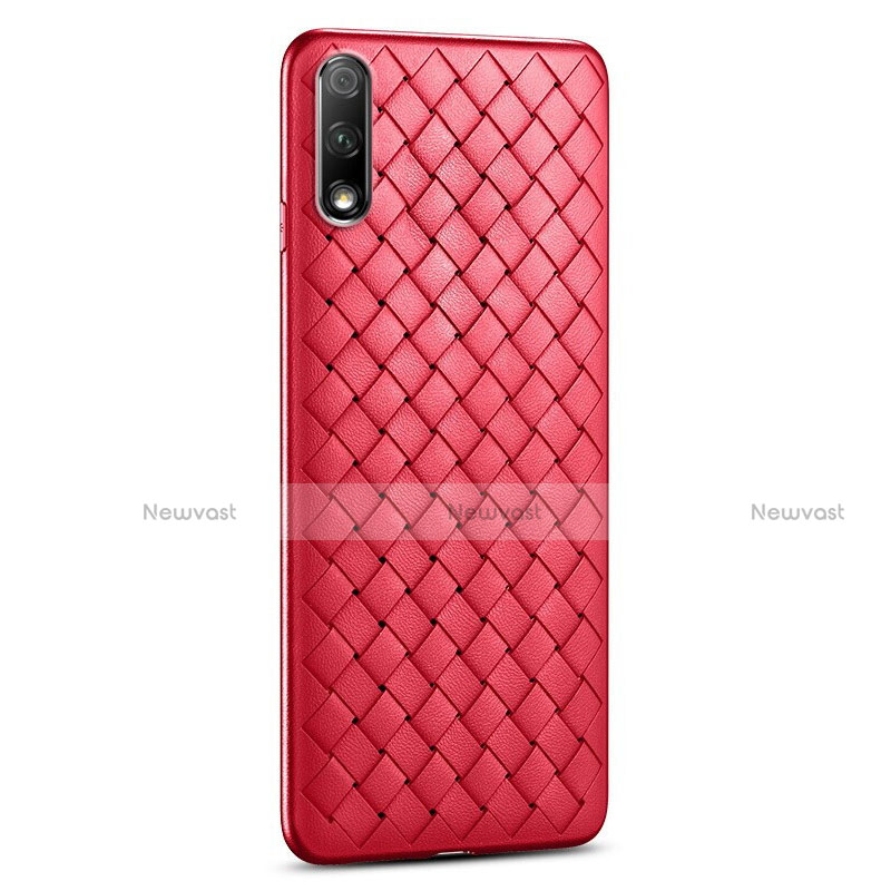 Soft Silicone Gel Leather Snap On Case Cover S03 for Huawei Honor 9X Red