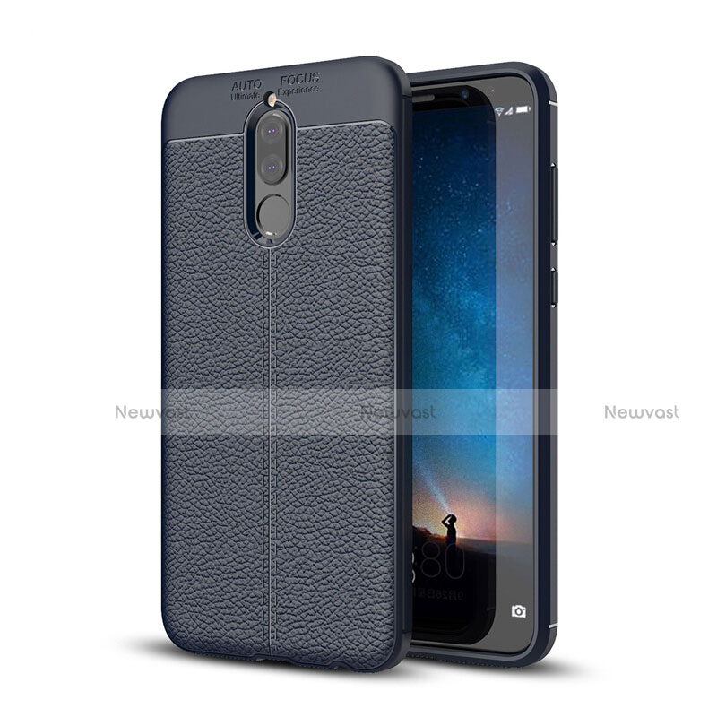 Soft Silicone Gel Leather Snap On Case Cover S03 for Huawei Mate 10 Lite Blue