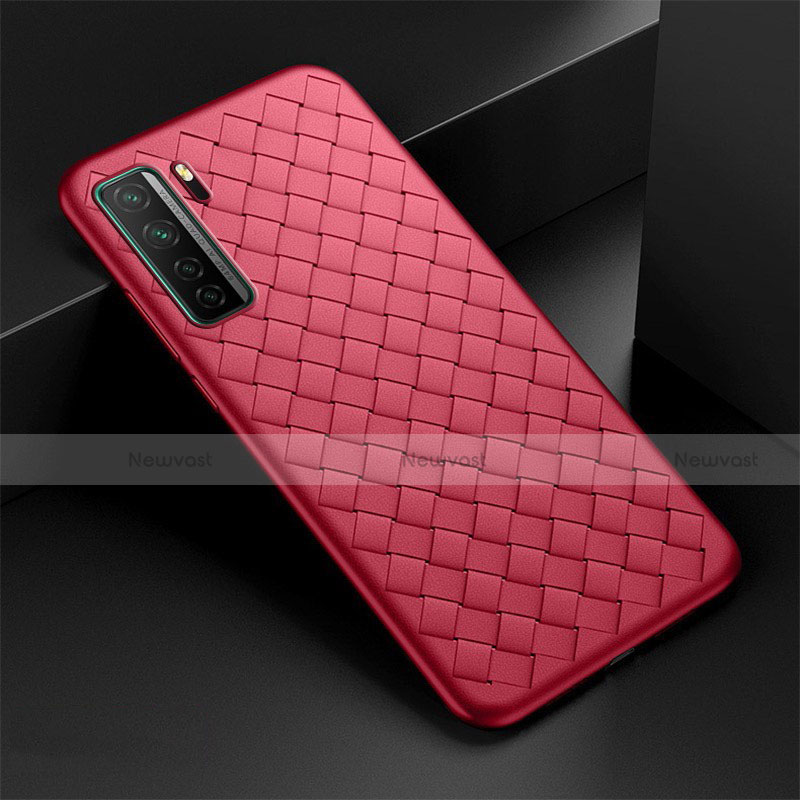 Soft Silicone Gel Leather Snap On Case Cover S03 for Huawei Nova 7 SE 5G Red