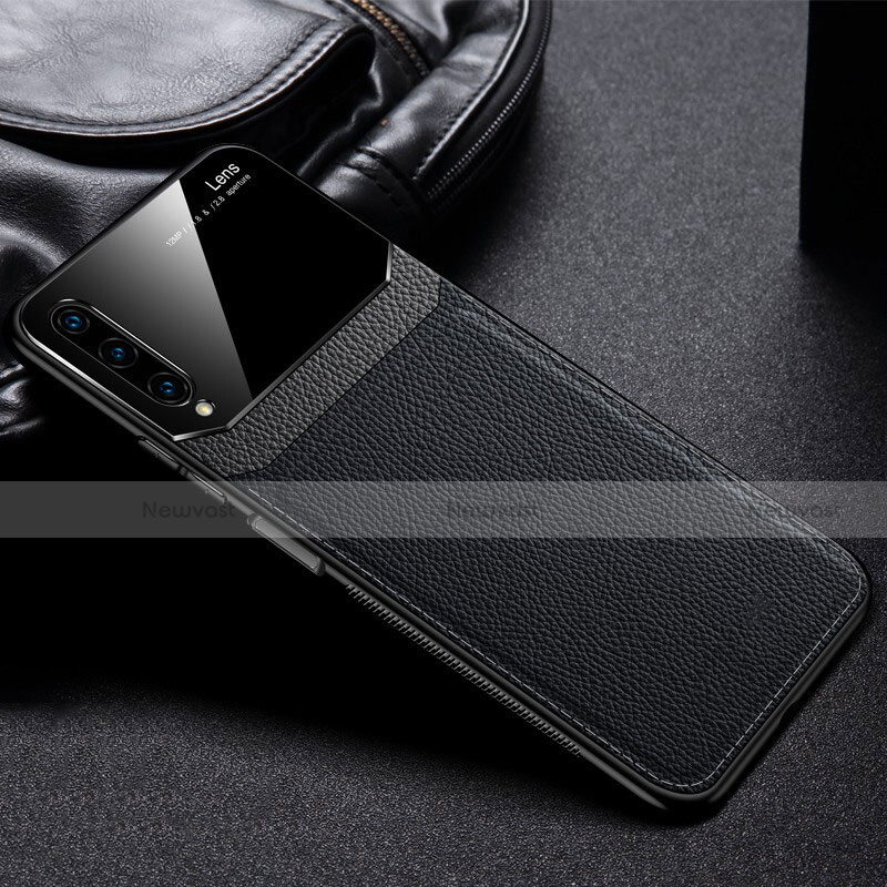 Soft Silicone Gel Leather Snap On Case Cover S03 for Huawei P Smart Pro (2019) Black