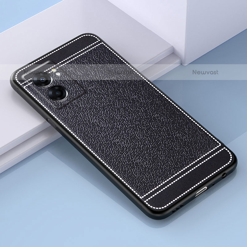 Soft Silicone Gel Leather Snap On Case Cover S03 for OnePlus Nord N300 5G Black