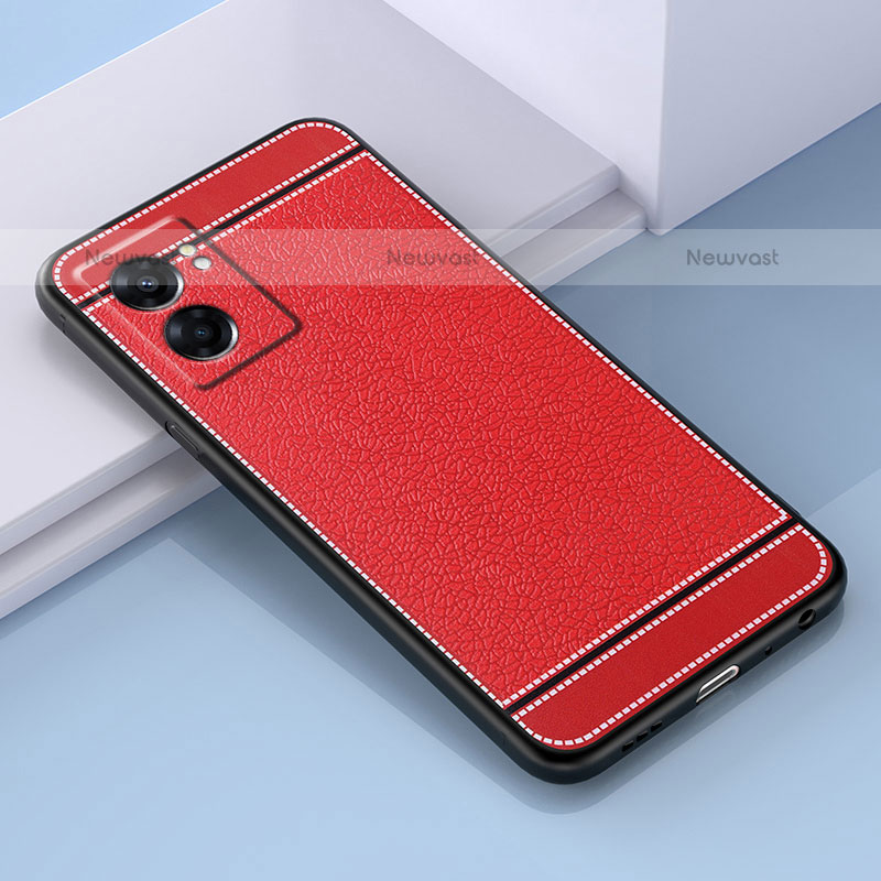 Soft Silicone Gel Leather Snap On Case Cover S03 for OnePlus Nord N300 5G Red