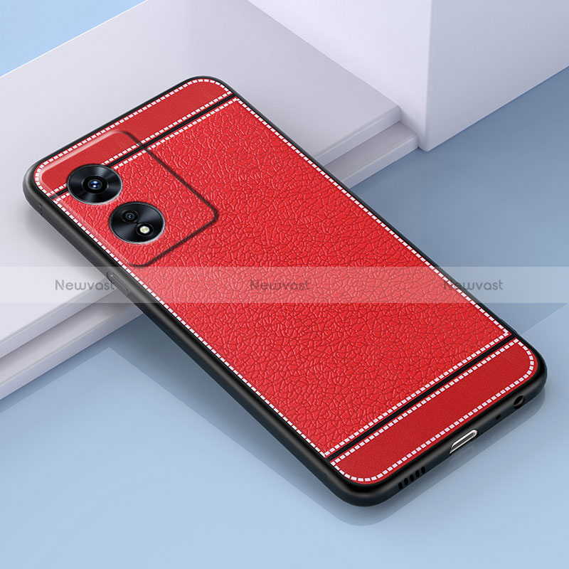 Soft Silicone Gel Leather Snap On Case Cover S03 for Oppo A1x 5G Red