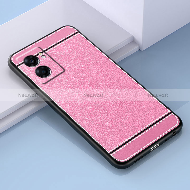 Soft Silicone Gel Leather Snap On Case Cover S03 for Oppo A77 5G Pink