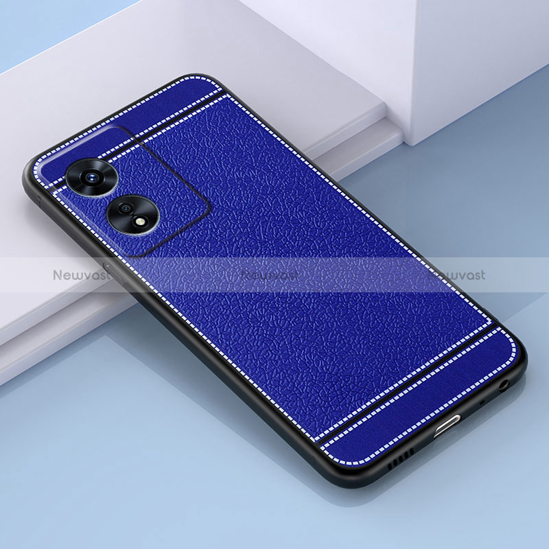 Soft Silicone Gel Leather Snap On Case Cover S03 for Oppo A97 5G Blue