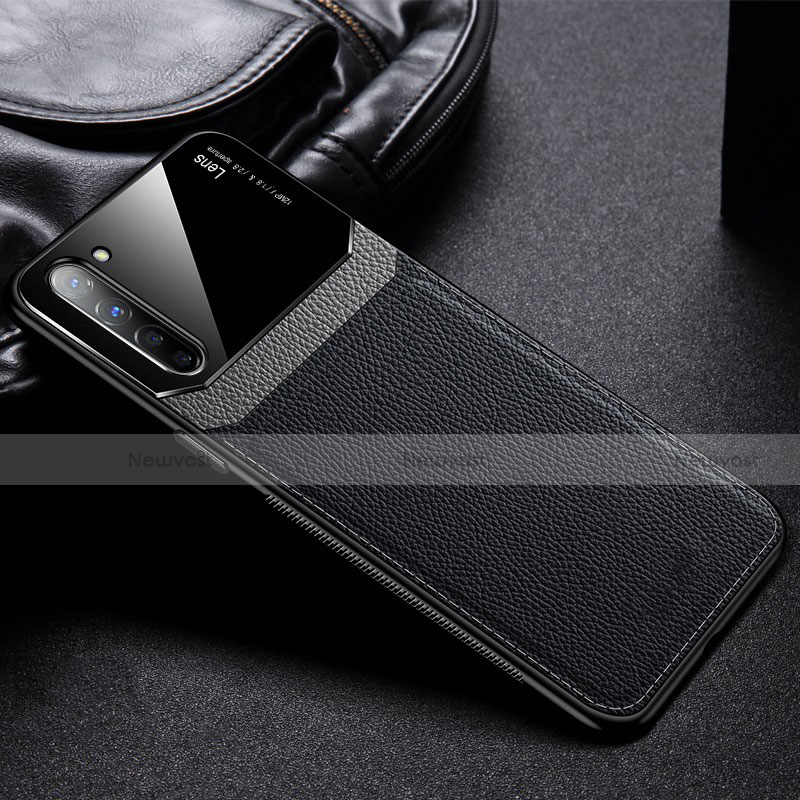 Soft Silicone Gel Leather Snap On Case Cover S03 for Oppo Find X2 Lite Black