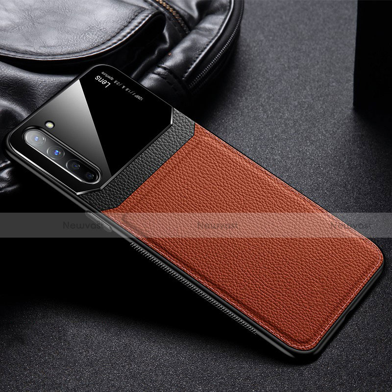 Soft Silicone Gel Leather Snap On Case Cover S03 for Oppo Find X2 Lite Brown