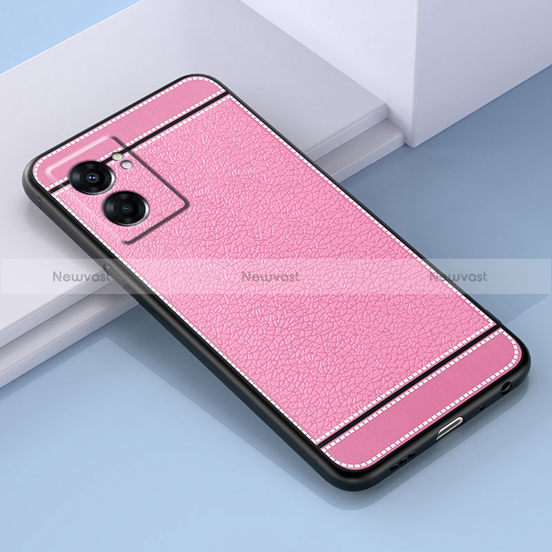 Soft Silicone Gel Leather Snap On Case Cover S03 for Realme Narzo 50 5G Pink