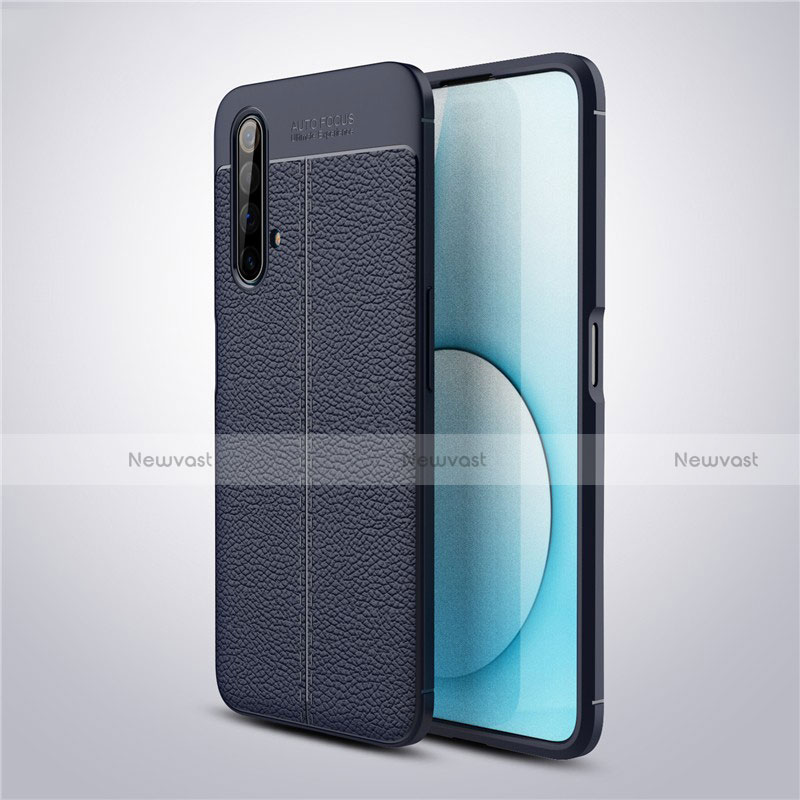 Soft Silicone Gel Leather Snap On Case Cover S03 for Realme X50m 5G Blue