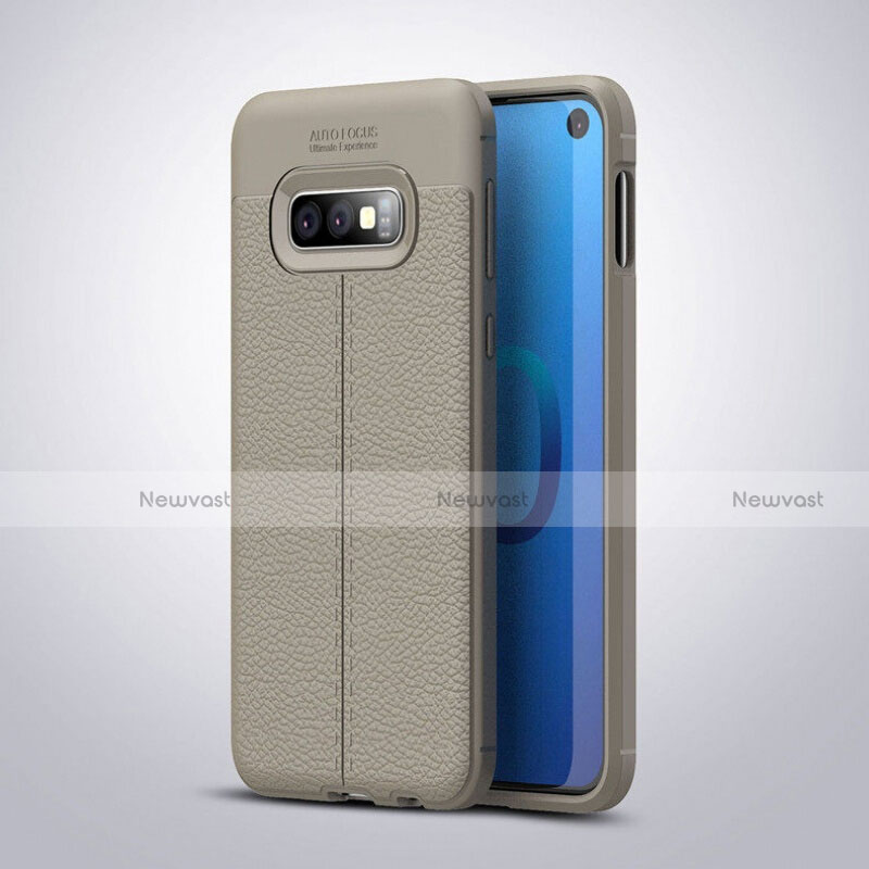 Soft Silicone Gel Leather Snap On Case Cover S03 for Samsung Galaxy S10e Gray