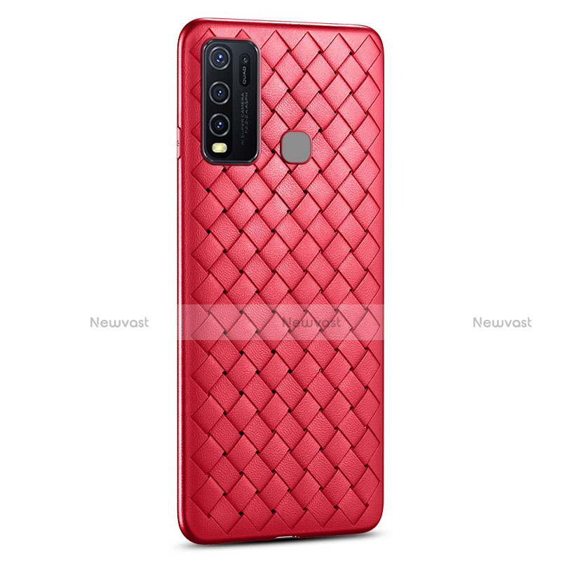Soft Silicone Gel Leather Snap On Case Cover S03 for Vivo Y50 Red