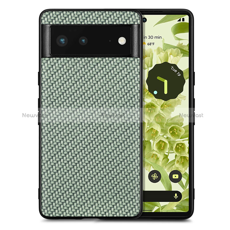 Soft Silicone Gel Leather Snap On Case Cover S03D for Google Pixel 6 5G Green