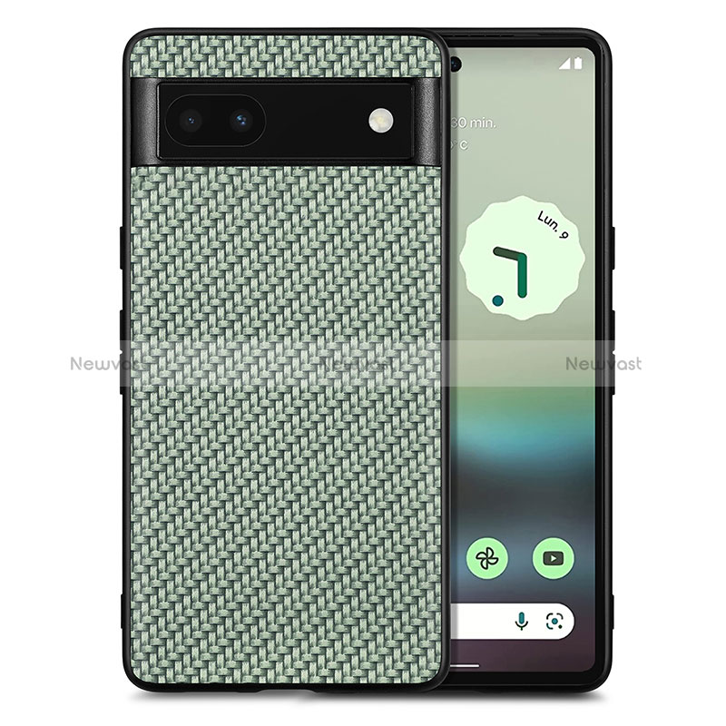 Soft Silicone Gel Leather Snap On Case Cover S03D for Google Pixel 6a 5G Green